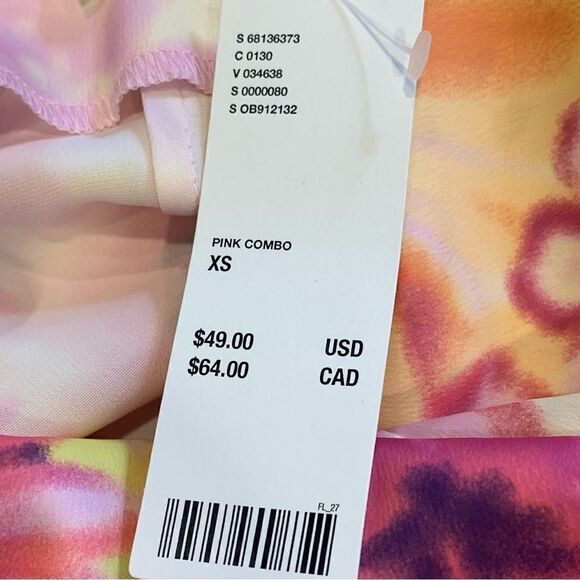 Urban Outfitters Mallory Cowl Neck Slip Dress Pink Combo Size XS - Picture 9 of 13